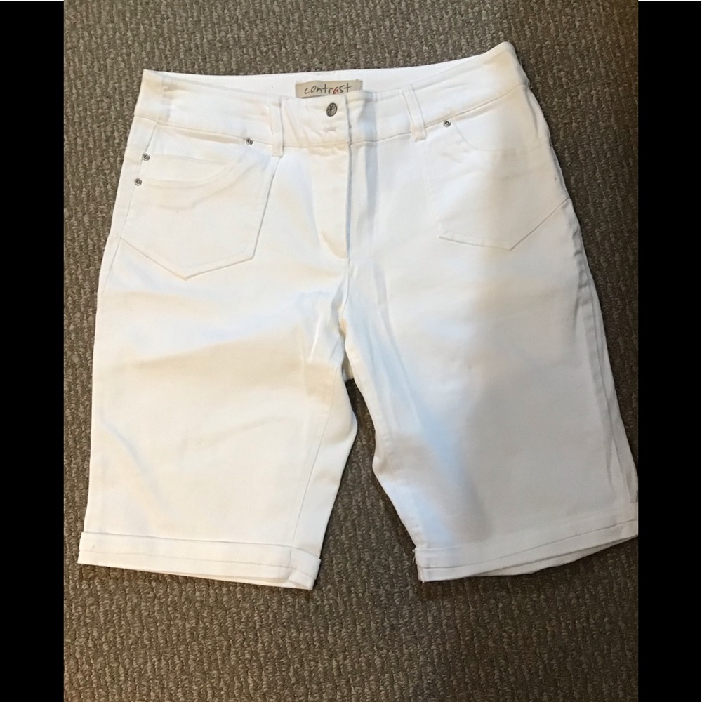 Plus Size Contrast white Denim Shorts